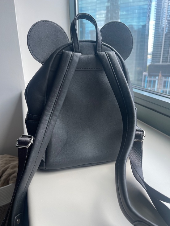 Disney Parks Loungefly Rainbow Heart Mickey Mouse Ears Mini Backpack Black